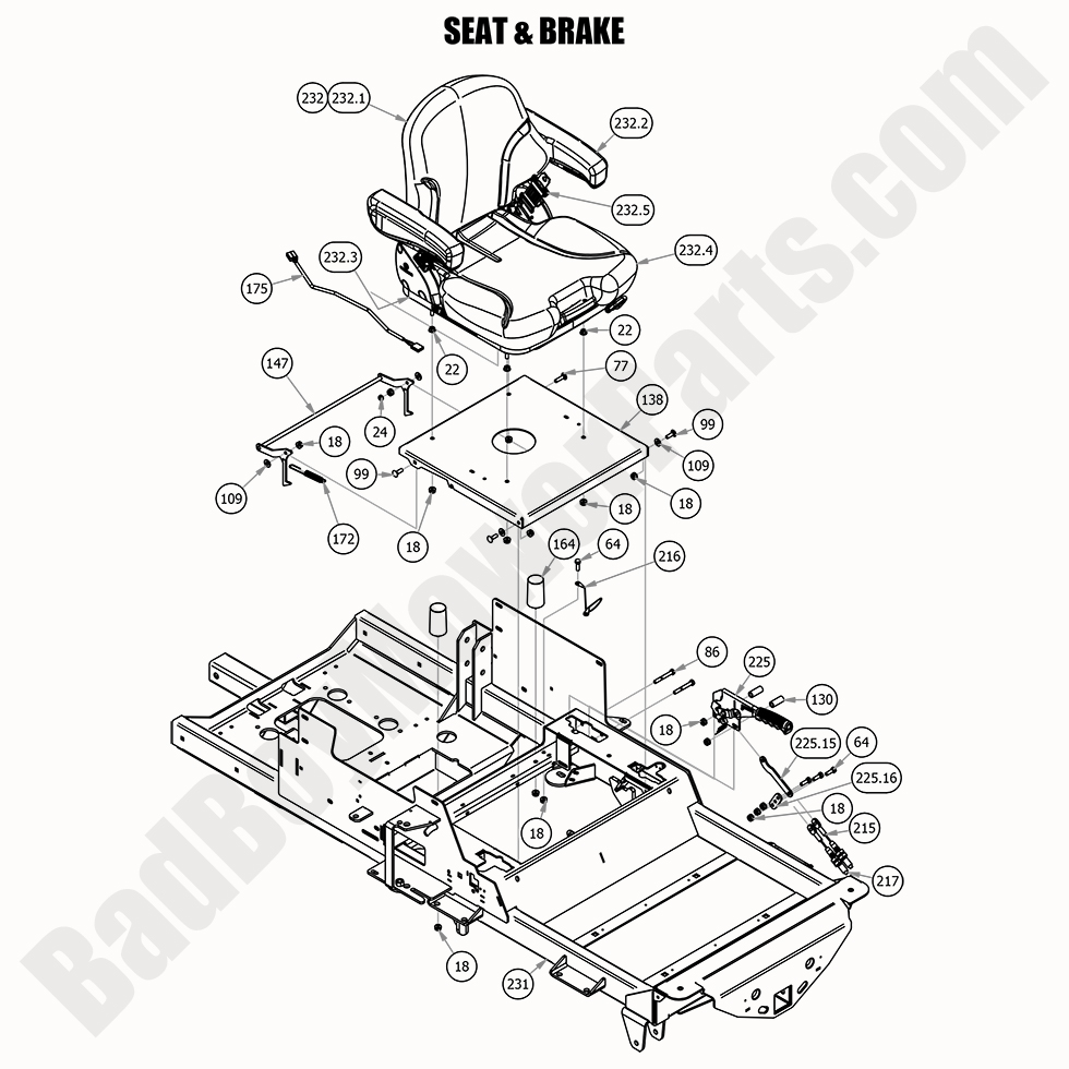 2395 - Bad Boy Mower Parts Lookup > 2020 > Renegade - Diesel > Seat & Brake